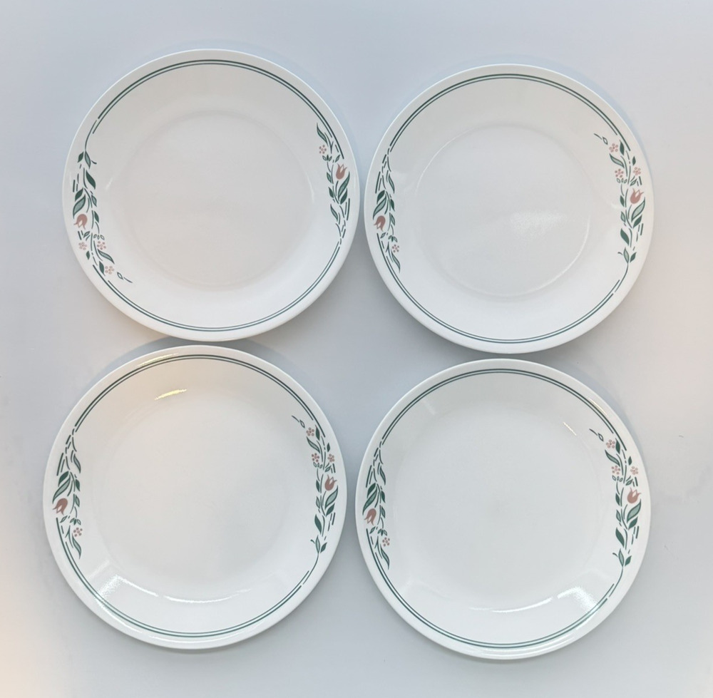 Set of 4 Corelle ROSEMARIE Pattern Dinner Plates 10-1/4" USA Replacement Retired